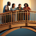 **

"Diverse group of people building a bridge together, symbolizing radical empathy and understanding, warm lighting, multicultural environment, unity."

**