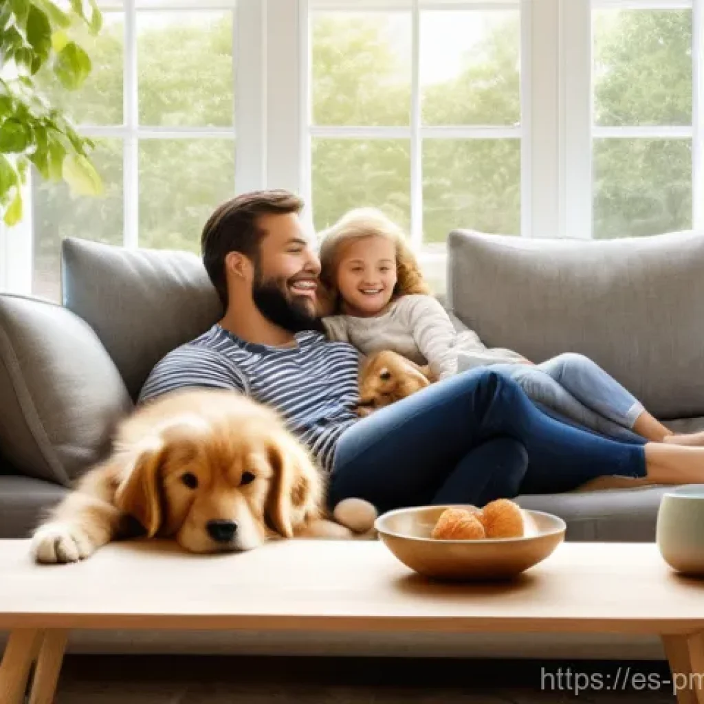 다종 공존 윤리 모델과 혁신적인 접근 - "A heartwarming scene depicting a multi-species family enjoying a peaceful afternoon in a sun-drench...